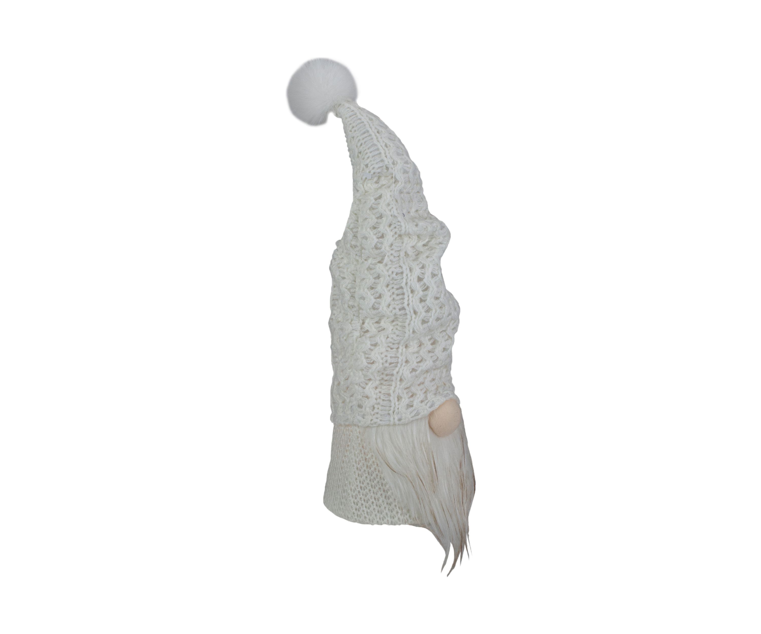 16Inch LED Lighted White Knit Gnome Christmas Figure