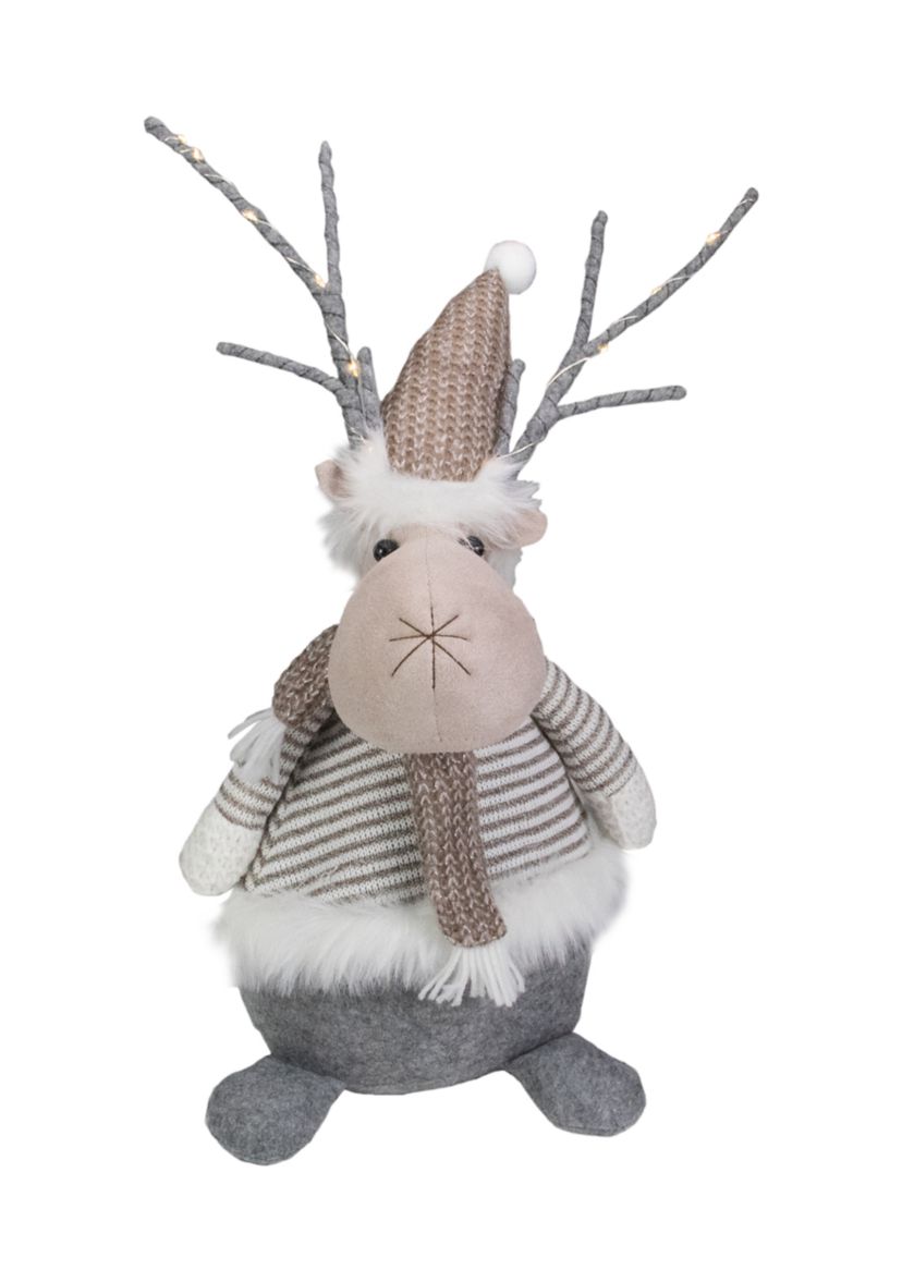 18Inch LED Lighted Brown and Gray Knit Reindeer Christmas Figure