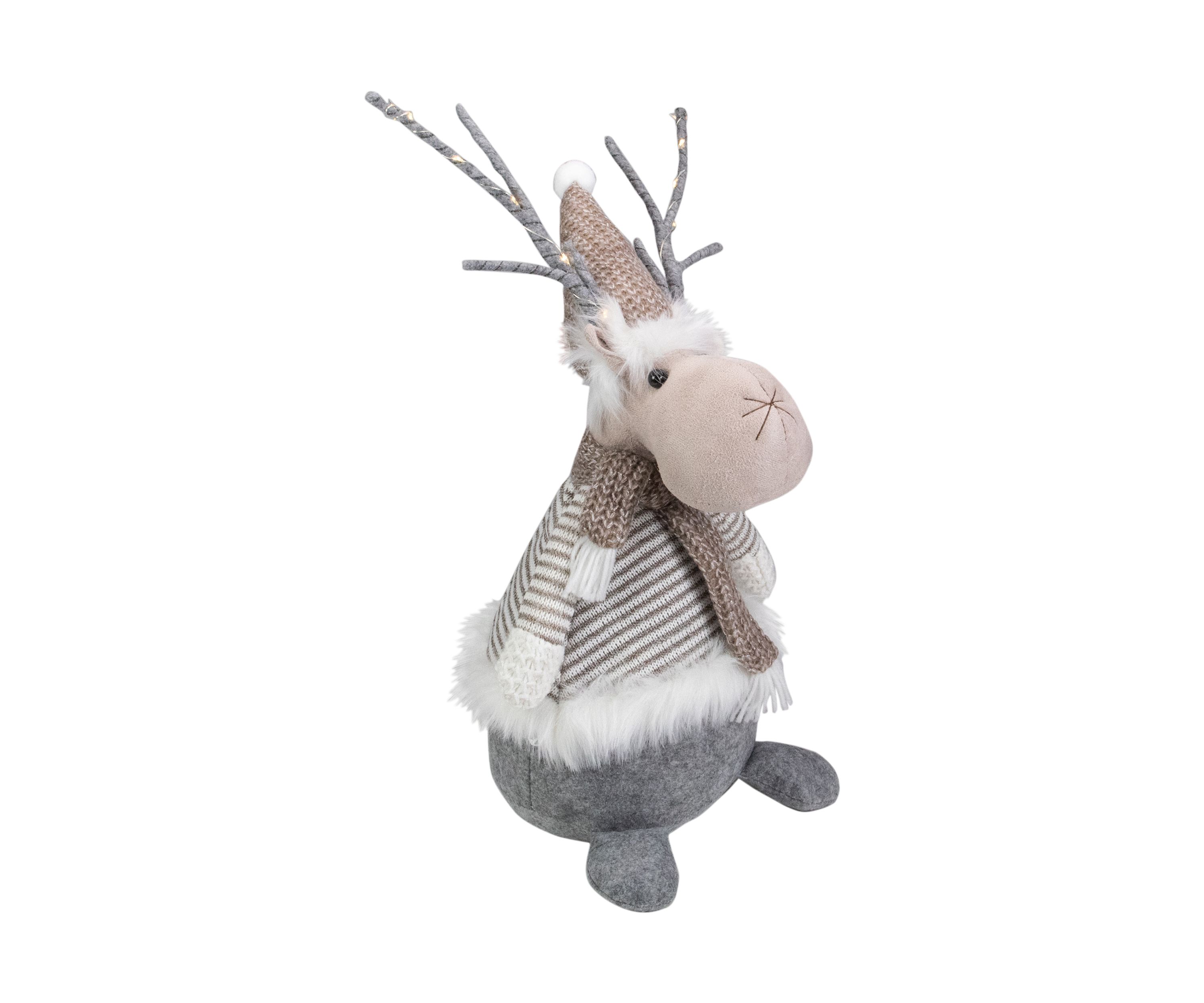 18Inch LED Lighted Brown and Gray Knit Reindeer Christmas Figure