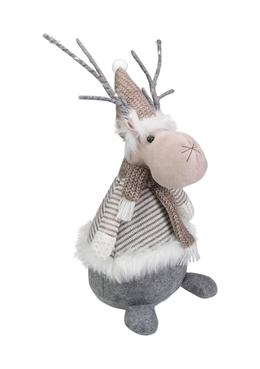18Inch LED Lighted Brown and Gray Knit Reindeer Christmas Figure