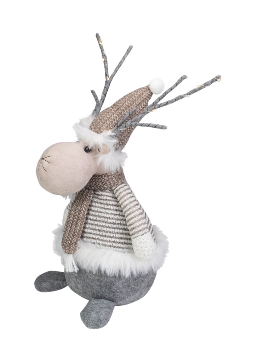 18Inch LED Lighted Brown and Gray Knit Reindeer Christmas Figure