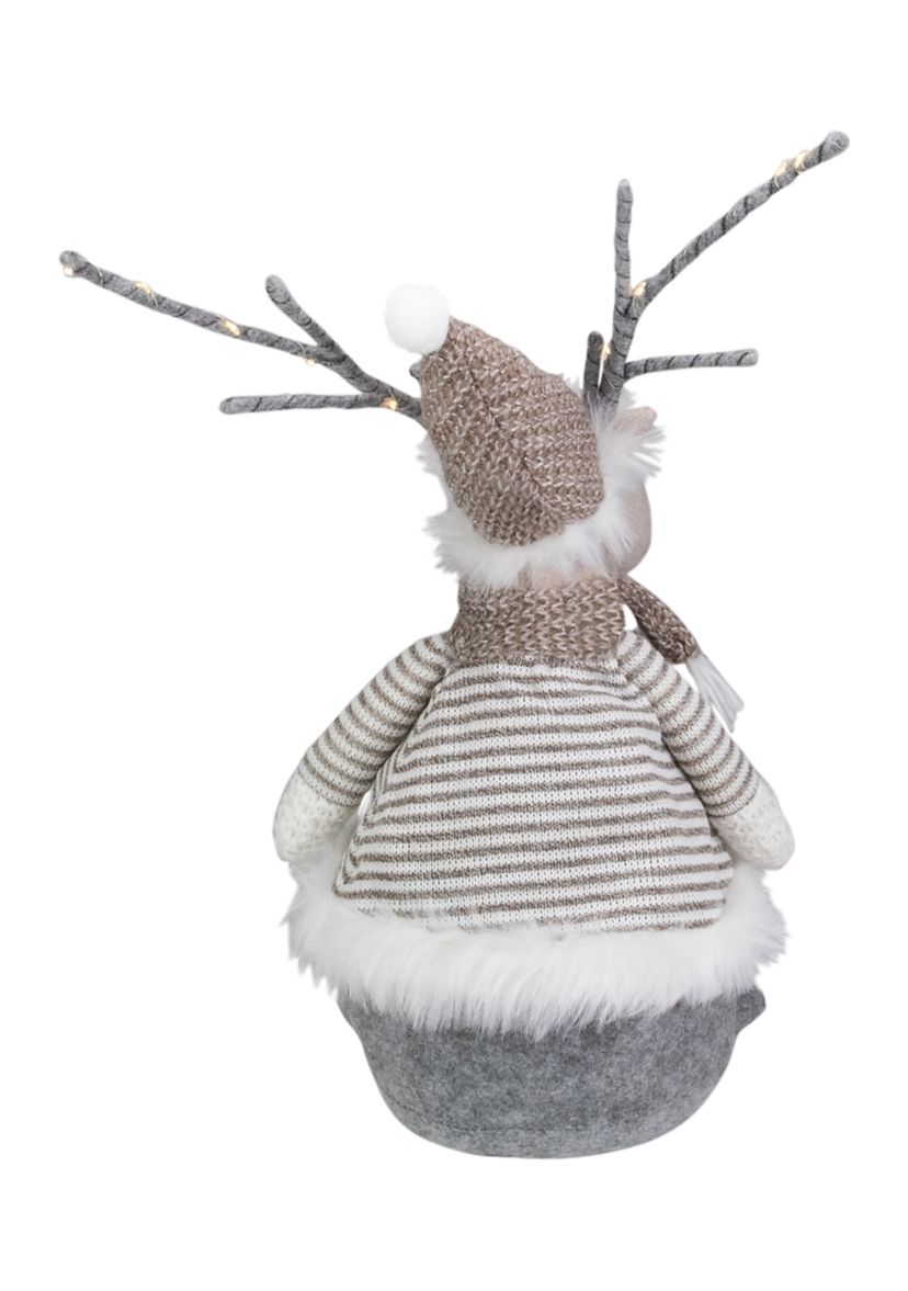 18Inch LED Lighted Brown and Gray Knit Reindeer Christmas Figure
