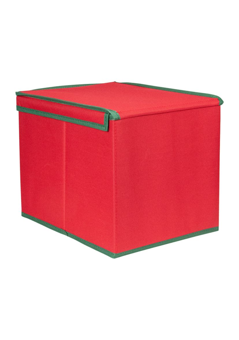 13" Red and Green Christmas Ornament Storage Box with Removable Dividers