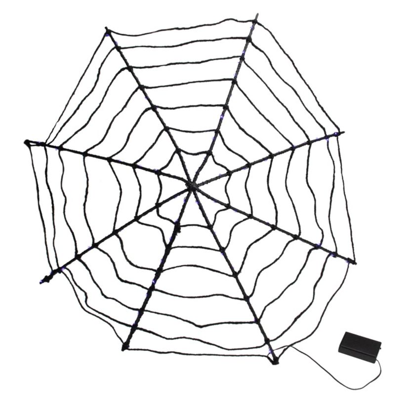 Lighted Spider Web Halloween Decoration - 31.5" - Black - Purple LED Lights