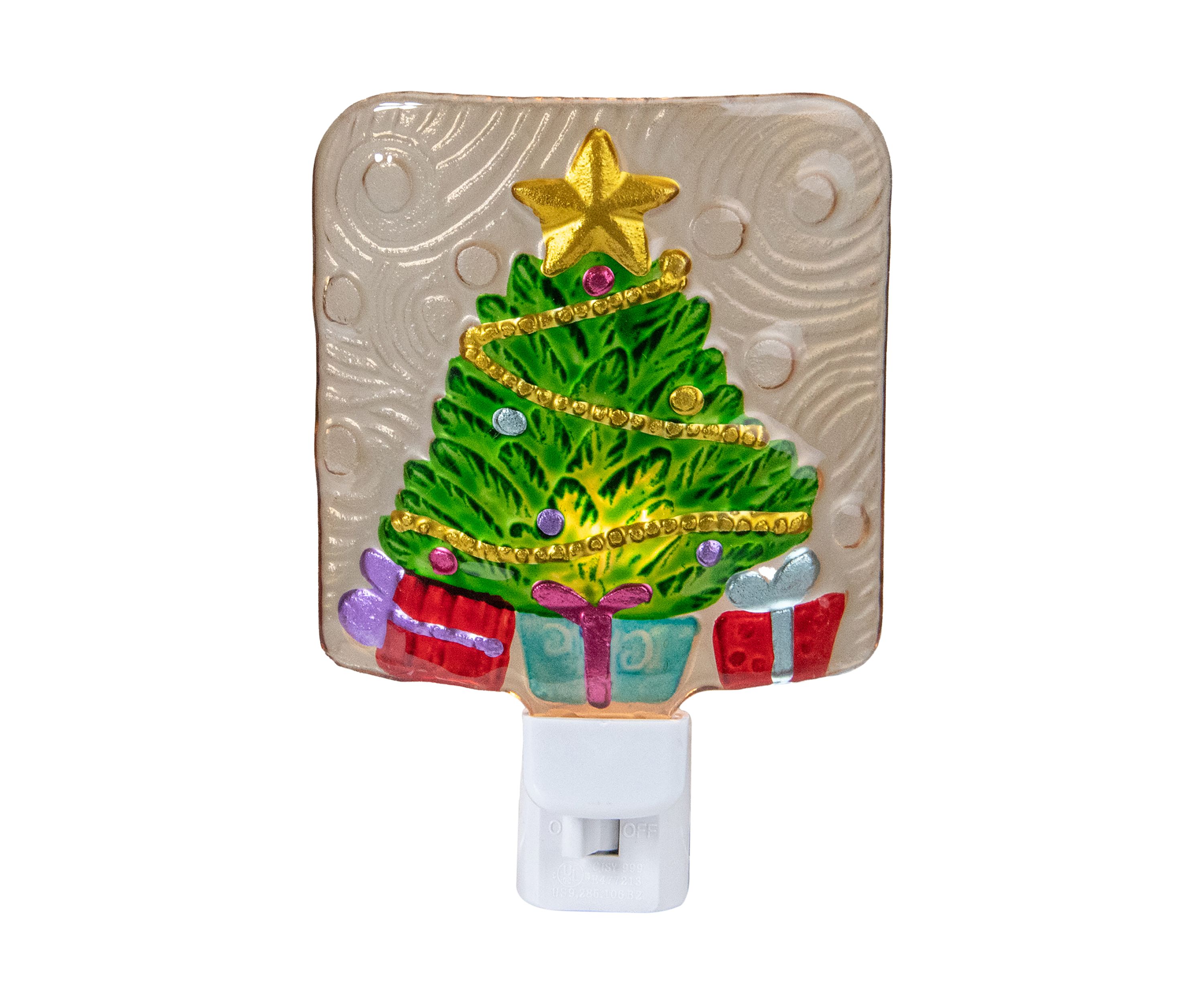 4Inch Green and Gold Christmas Tree Night Light