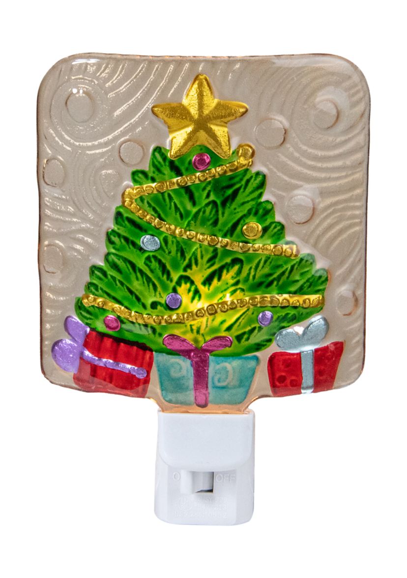 4Inch Green and Gold Christmas Tree Night Light