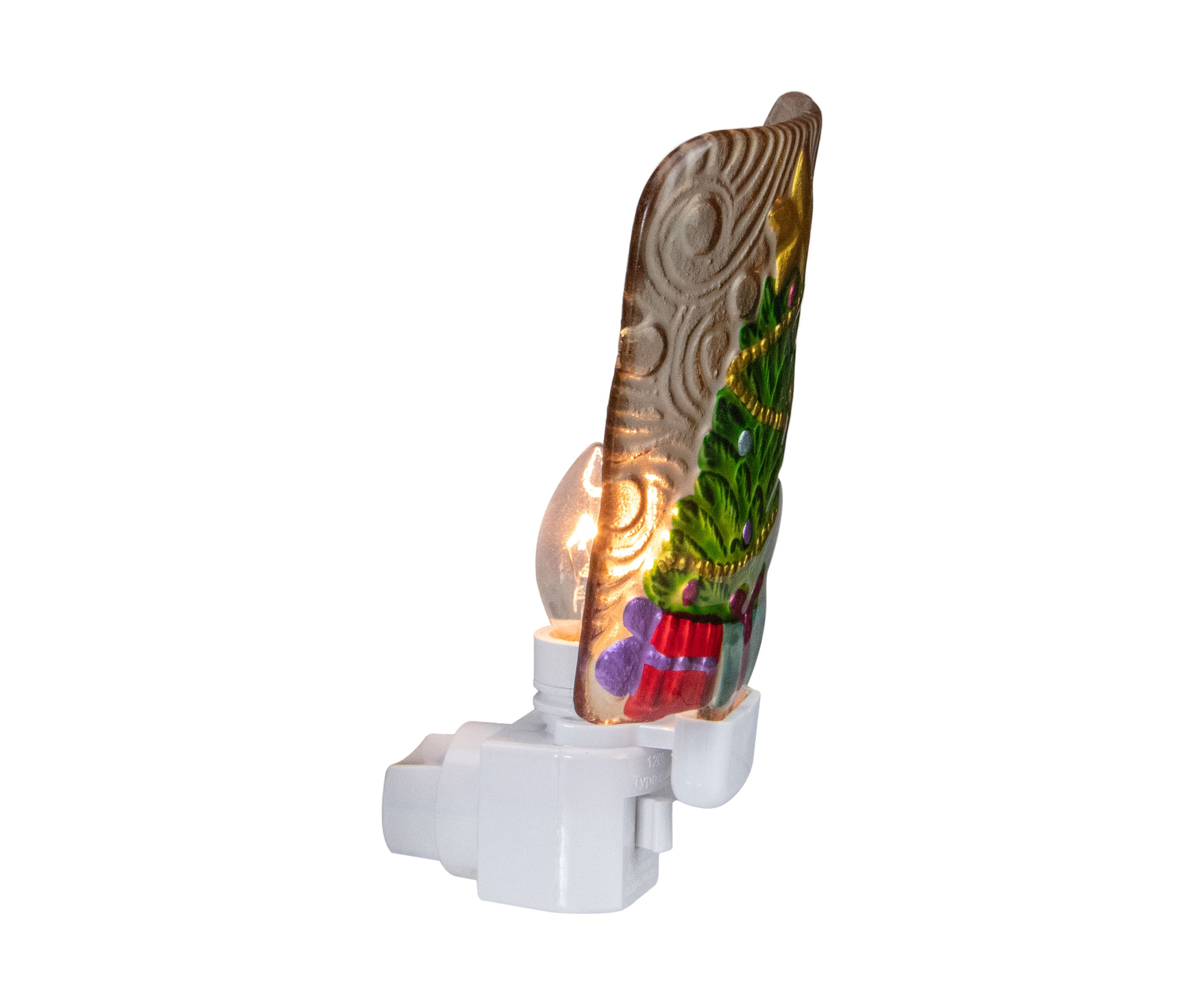4Inch Green and Gold Christmas Tree Night Light