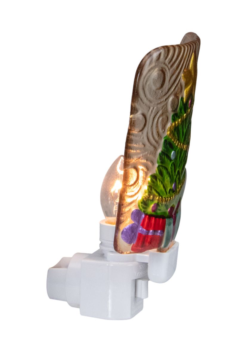 4Inch Green and Gold Christmas Tree Night Light