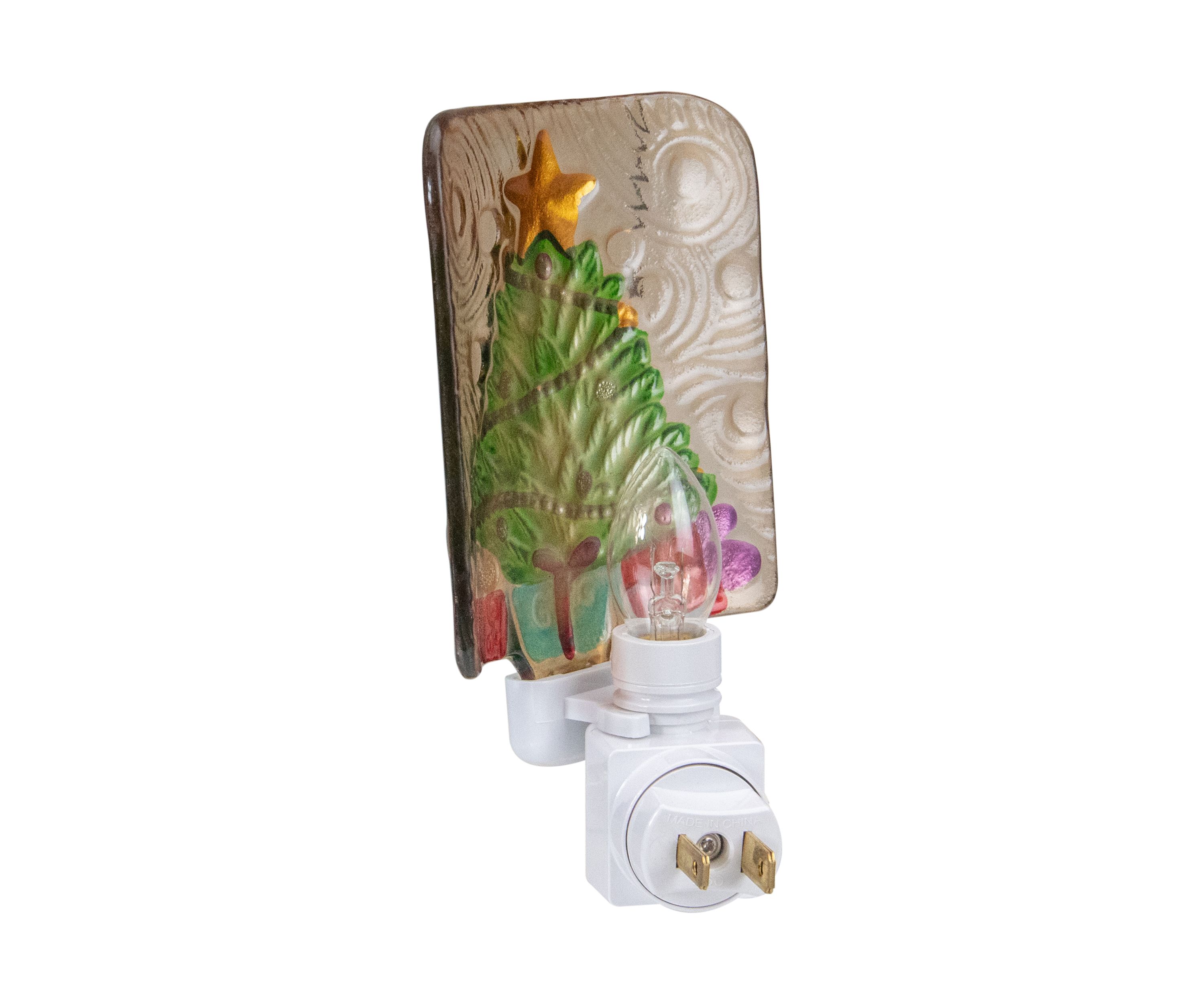 4Inch Green and Gold Christmas Tree Night Light