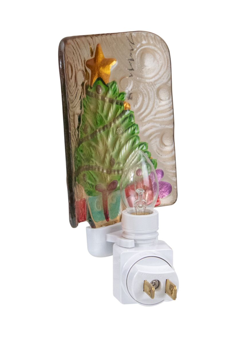 4Inch Green and Gold Christmas Tree Night Light