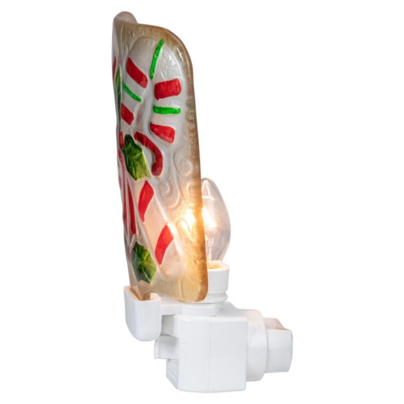 6inch White and Red Candy Canes Glass Christmas Night Light