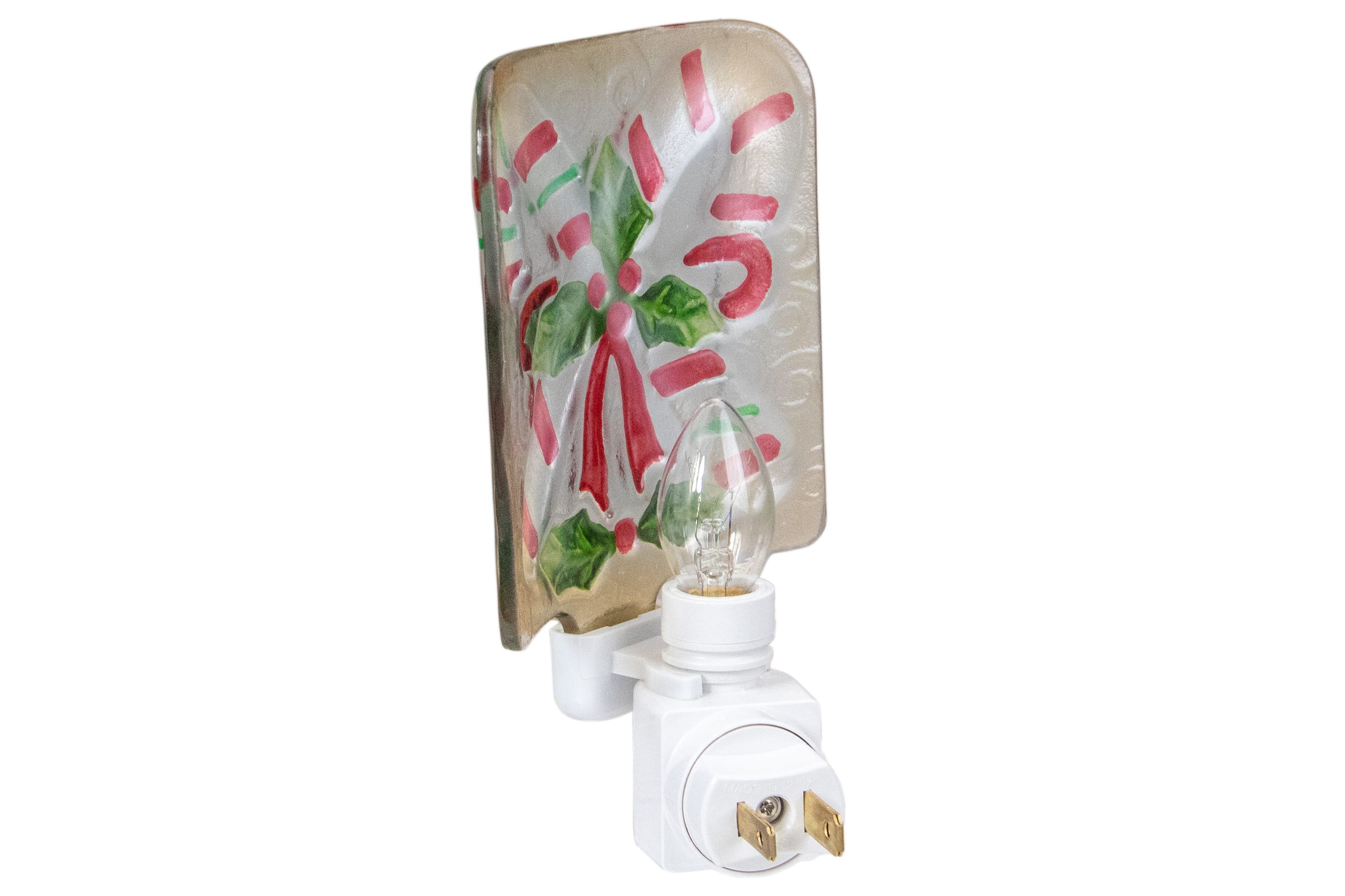 6inch White and Red Candy Canes Glass Christmas Night Light