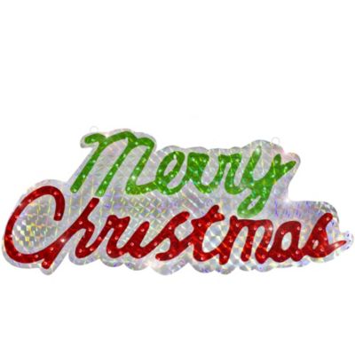 45.5-Inch Lighted Holographic Merry Christmas Sign Outdoor Decoration