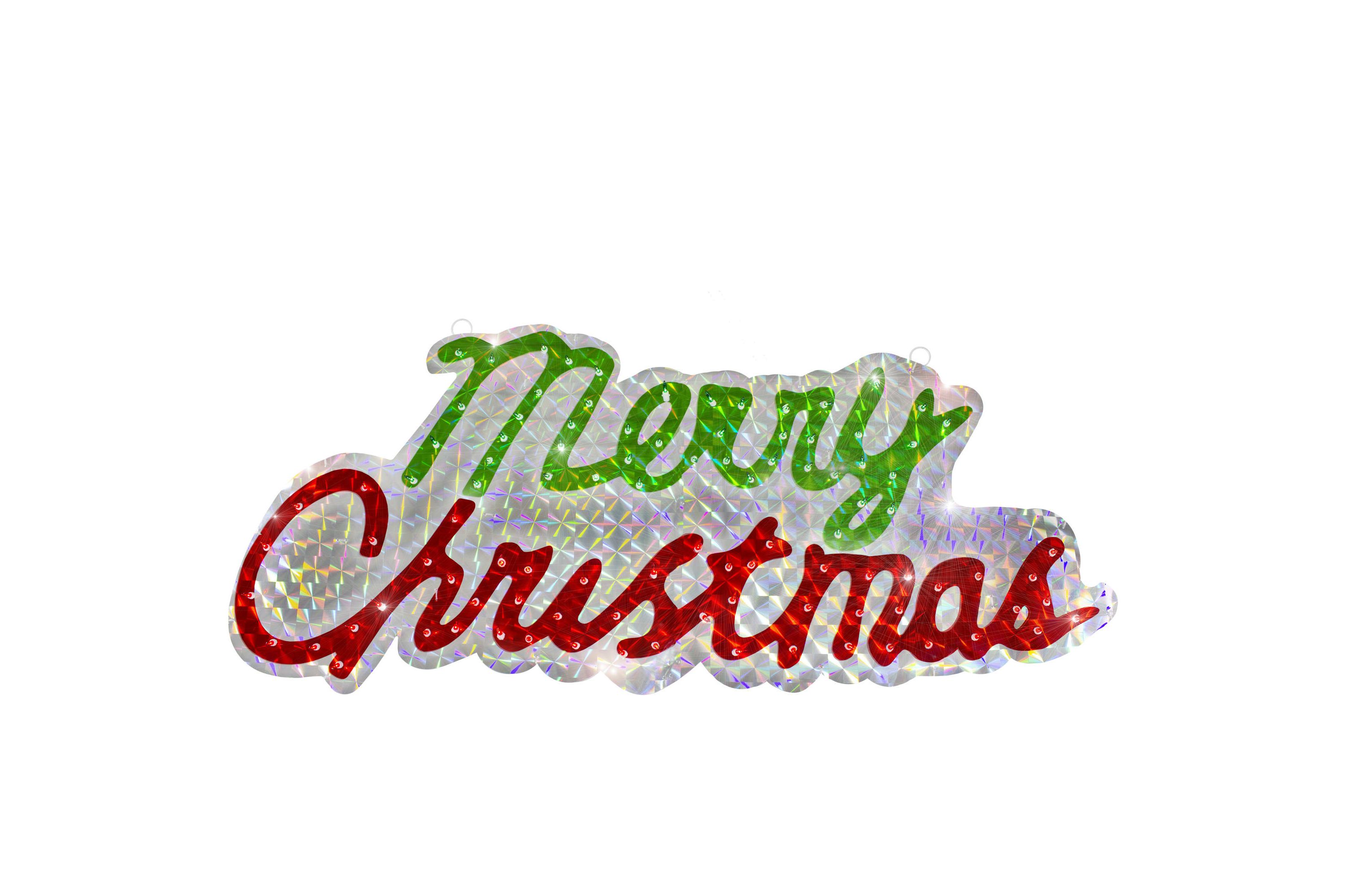 45.5-Inch Lighted Holographic Merry Christmas Sign Outdoor Decoration