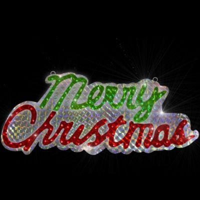 45.5-Inch Lighted Holographic Merry Christmas Sign Outdoor Decoration