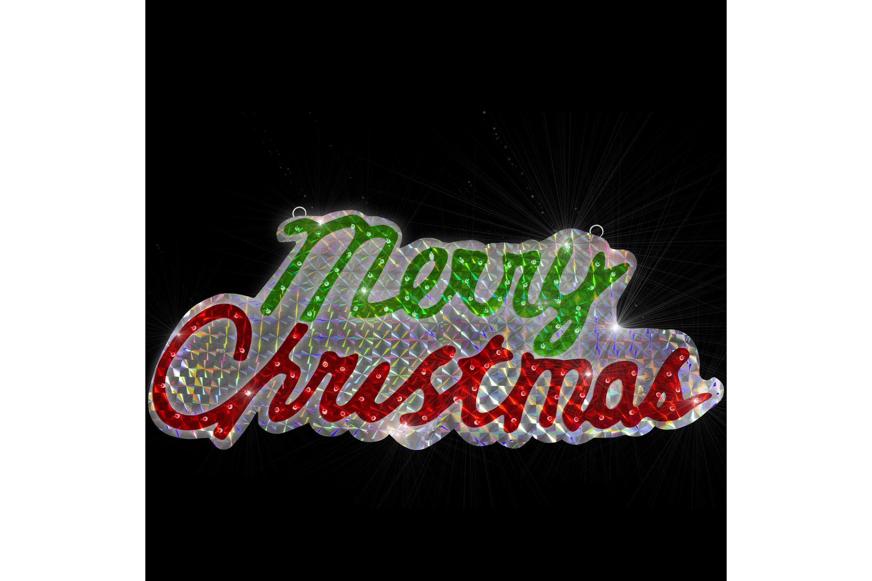 45.5-Inch Lighted Holographic Merry Christmas Sign Outdoor Decoration