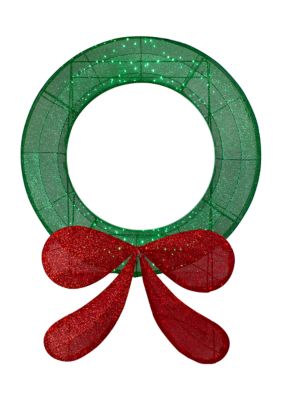 Northlight 48 Inch Commercial-Sized Lighted Tinsel Christmas Wreath Outdoor Decoration, Green -  0191296909631