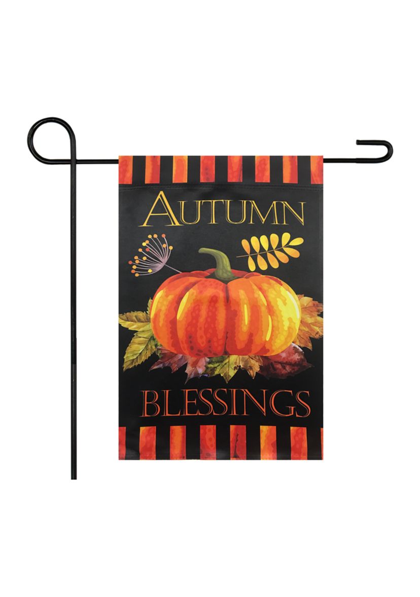 Autumn Blessings and Pumpkins Outdoor Garden Flag 12.5 inch x 18 inch