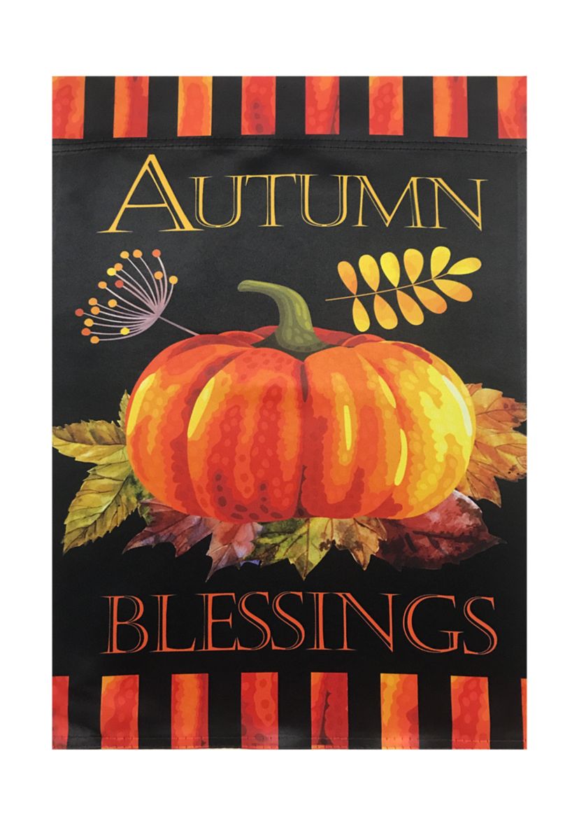 Autumn Blessings and Pumpkins Outdoor Garden Flag 12.5 inch x 18 inch