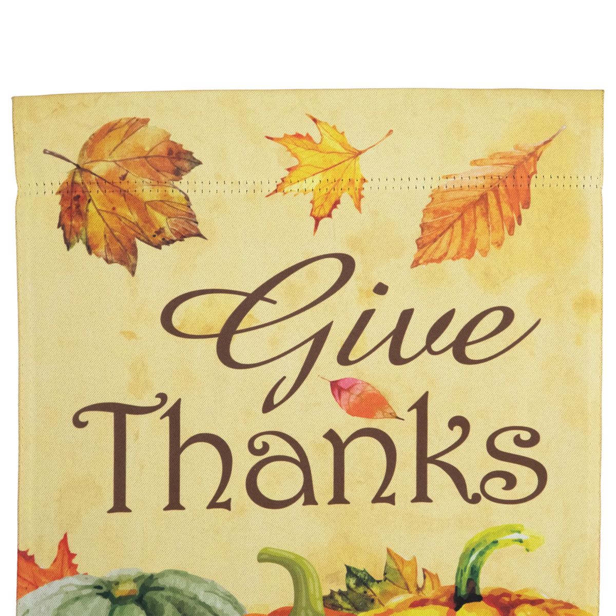 Pumpkins and Leaves "Give Thanks" Fall Harvest Outdoor Garden Flag - 18" x 12.5"