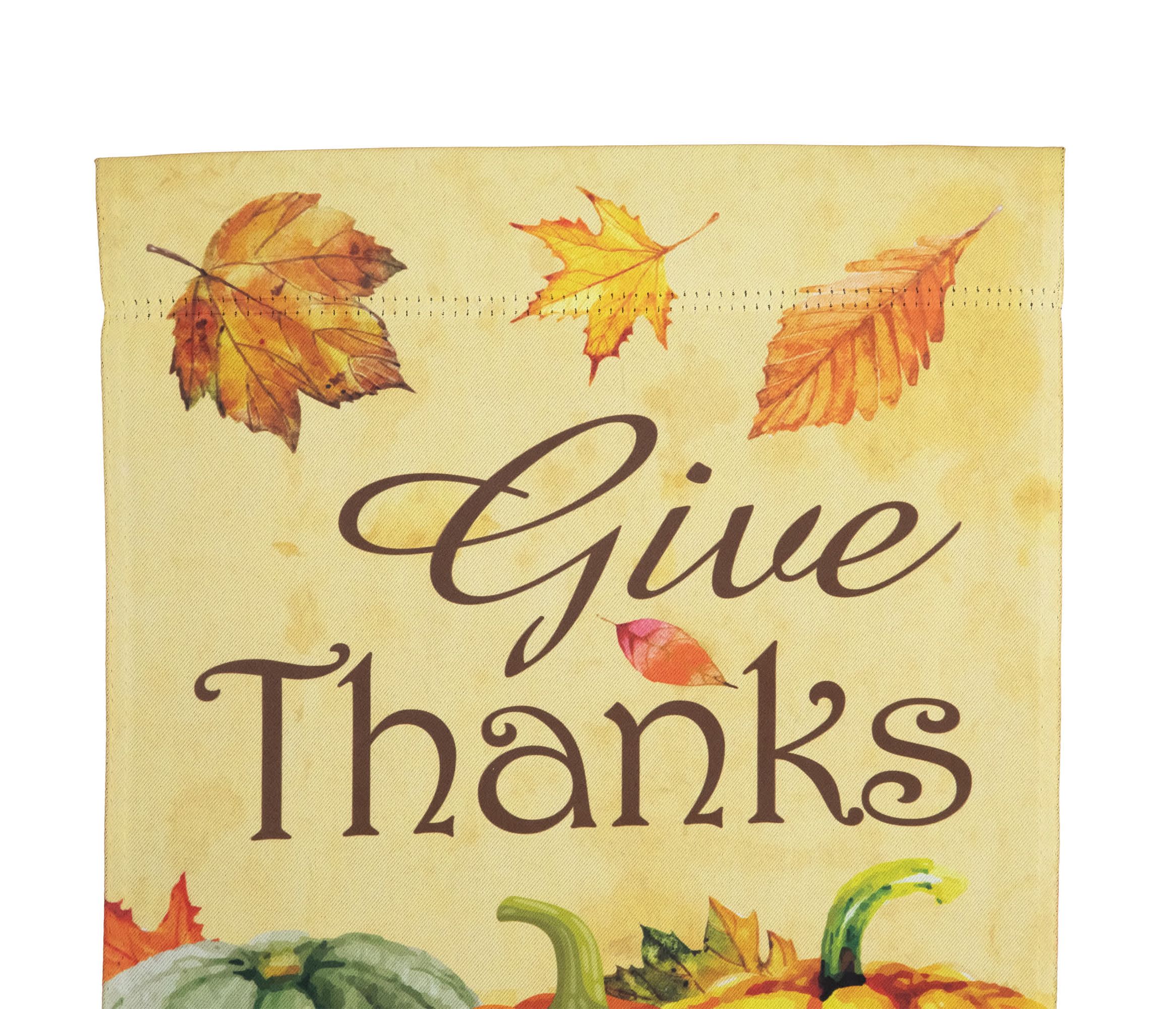 Pumpkins and Leaves "Give Thanks" Fall Harvest Outdoor Garden Flag - 18" x 12.5"