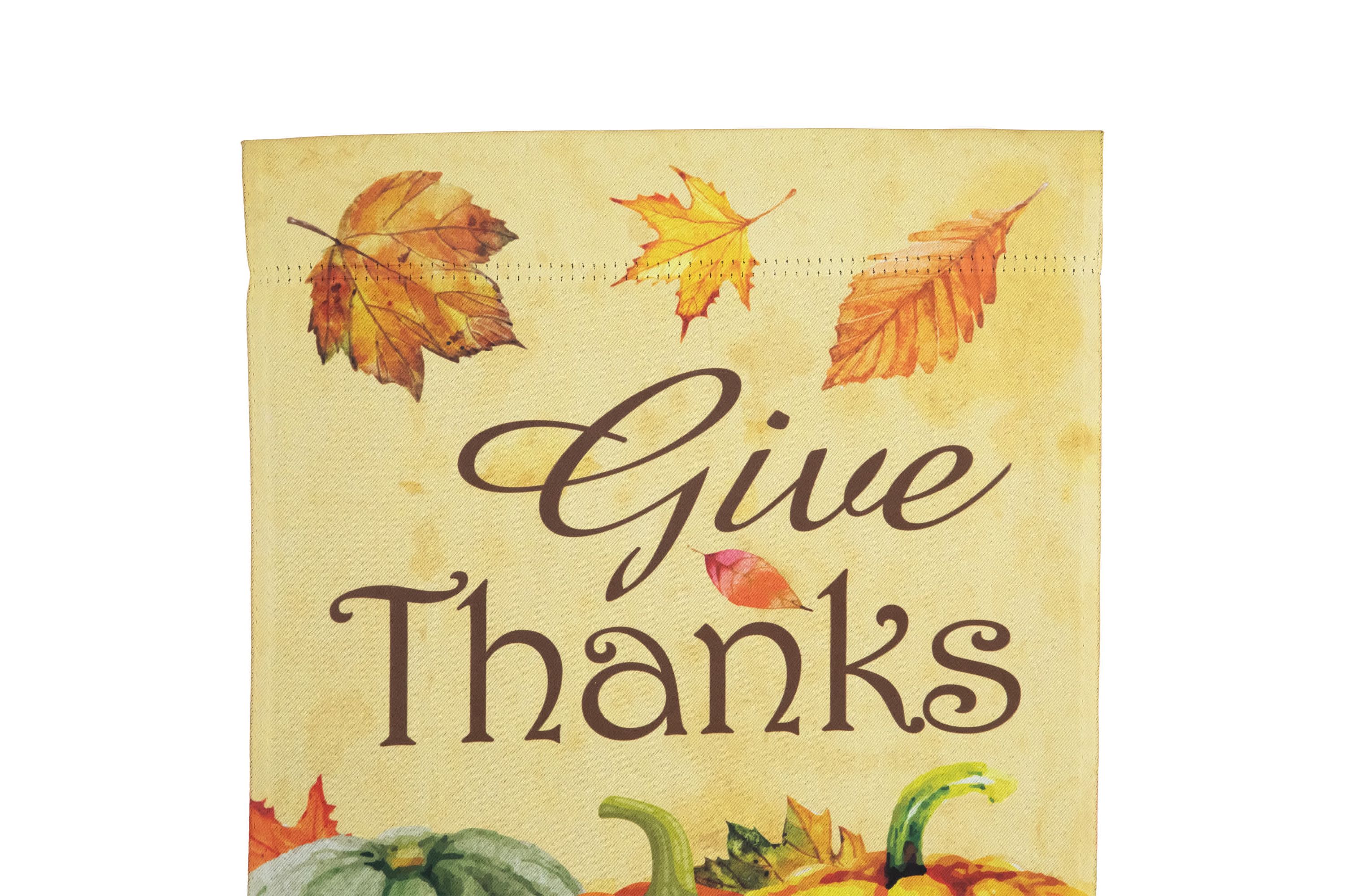 Pumpkins and Leaves "Give Thanks" Fall Harvest Outdoor Garden Flag - 18" x 12.5"