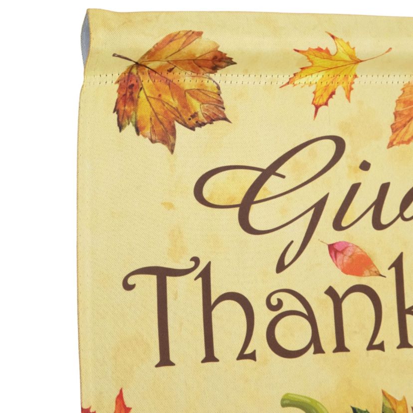 Pumpkins and Leaves "Give Thanks" Fall Harvest Outdoor Garden Flag - 18" x 12.5"