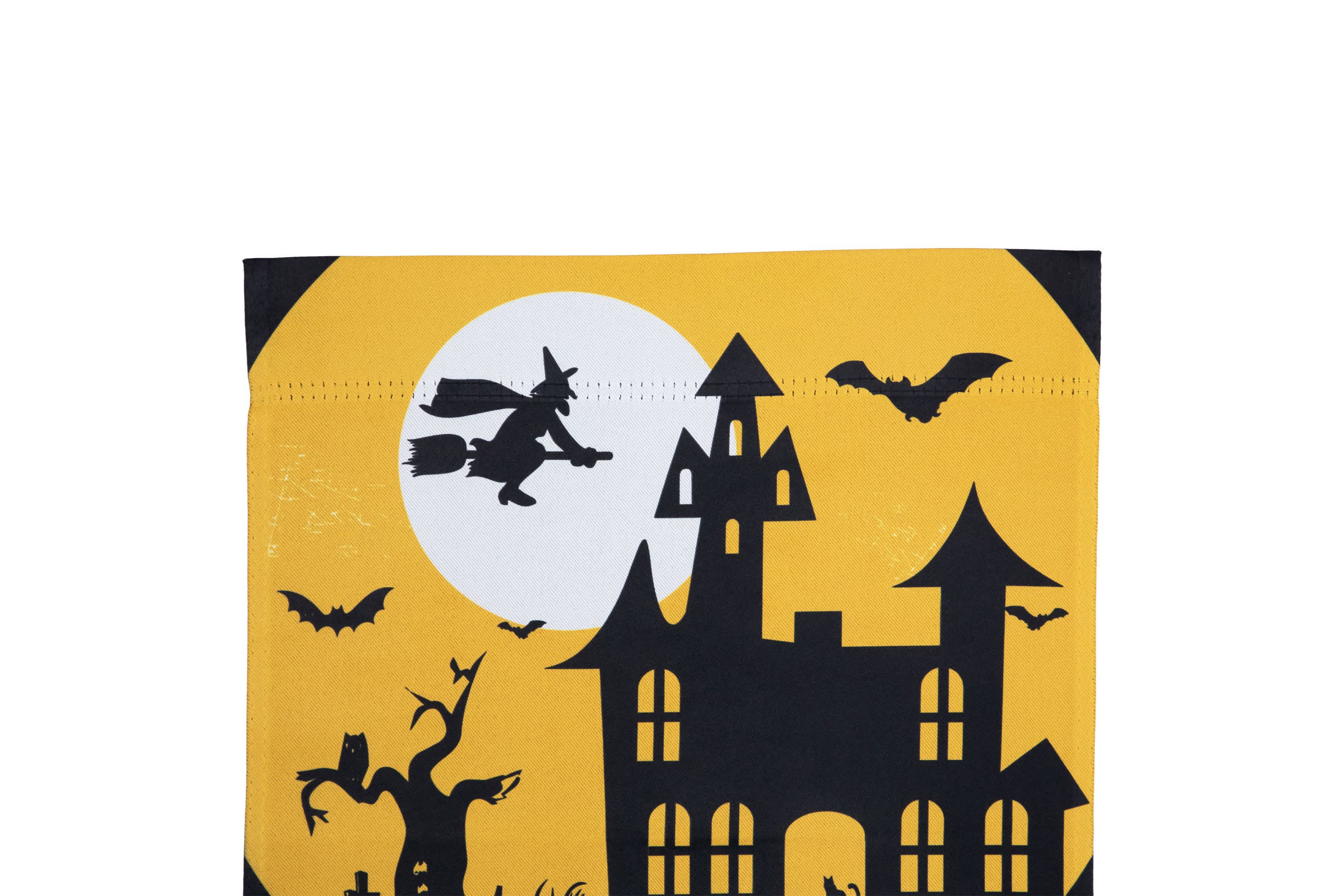 Haunted House with Flying Witch Halloween Outdoor Garden Flag - 18" x 12.5"