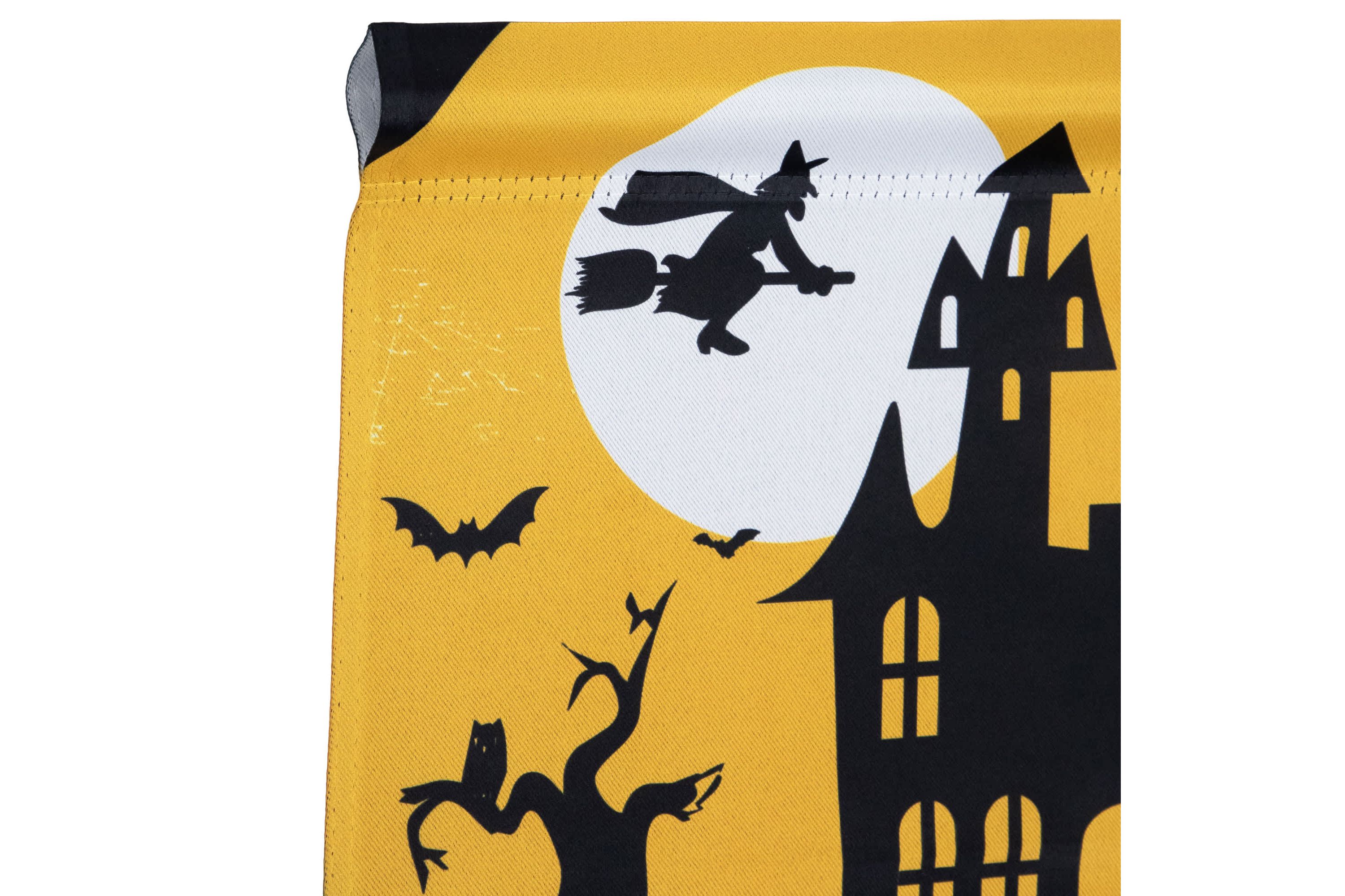 Haunted House with Flying Witch Halloween Outdoor Garden Flag - 18" x 12.5"