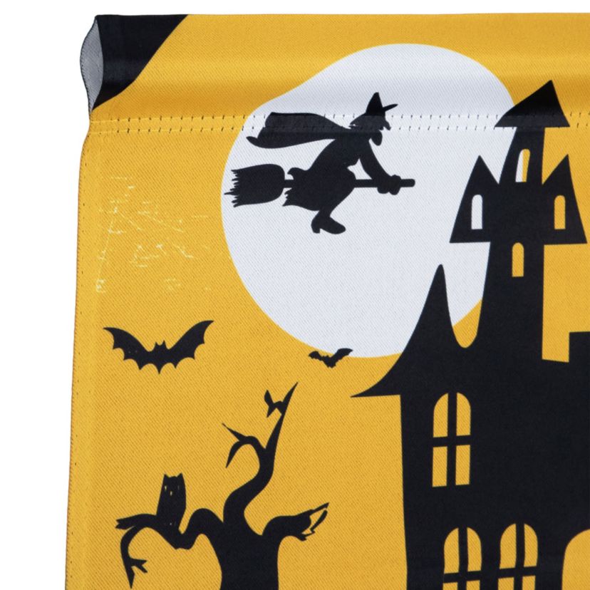 Haunted House with Flying Witch Halloween Outdoor Garden Flag - 18" x 12.5"