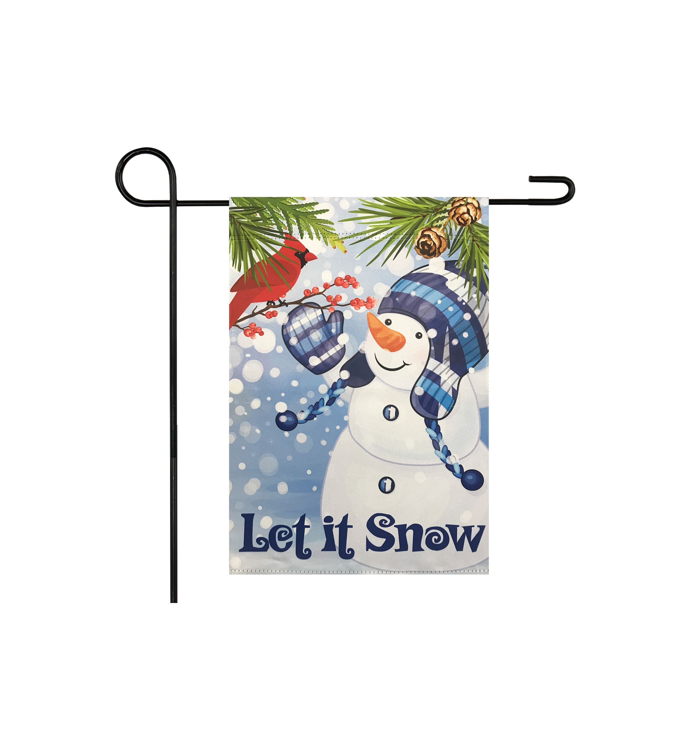 Let It Snow Snowman and Cardinal Outdoor Garden Flag 12.5Inch x 18Inch