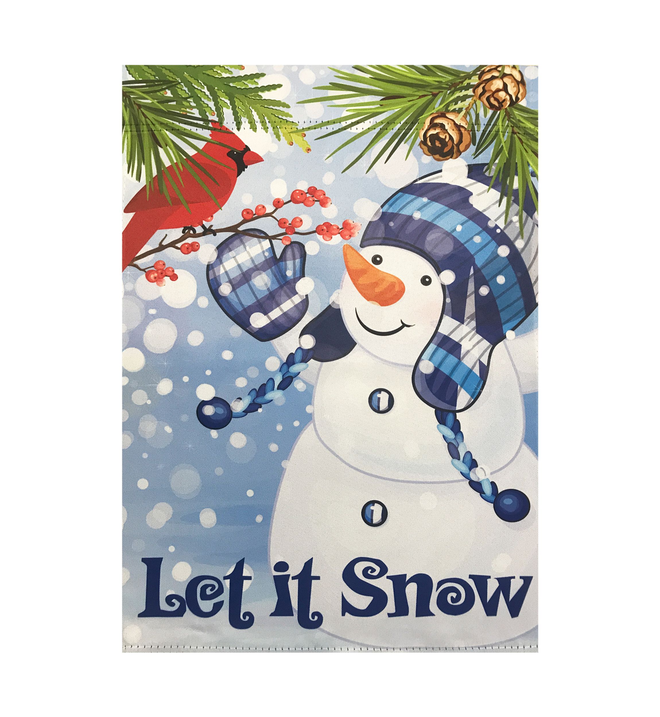 Let It Snow Snowman and Cardinal Outdoor Garden Flag 12.5Inch x 18Inch