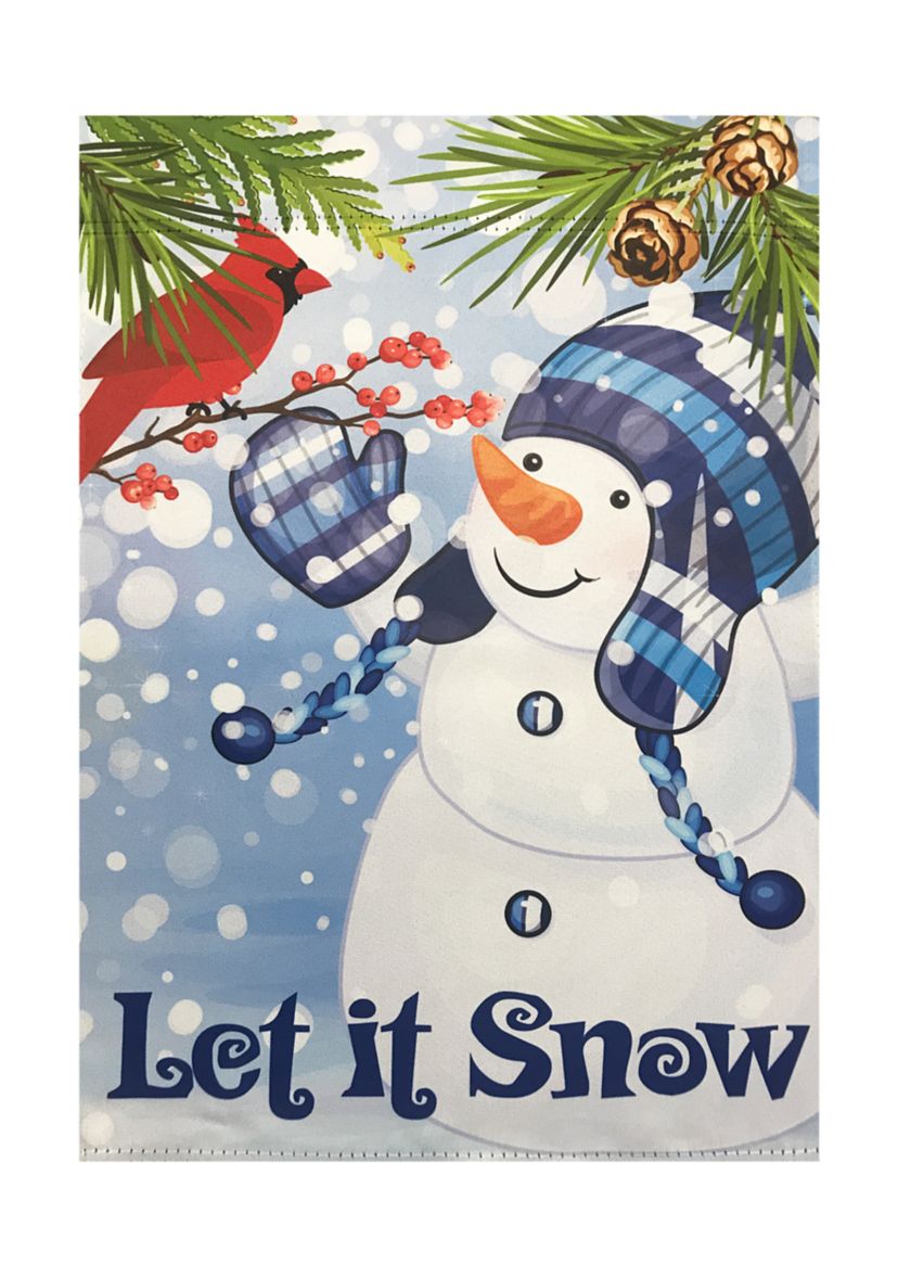 Let It Snow Snowman and Cardinal Outdoor Garden Flag 12.5Inch x 18Inch