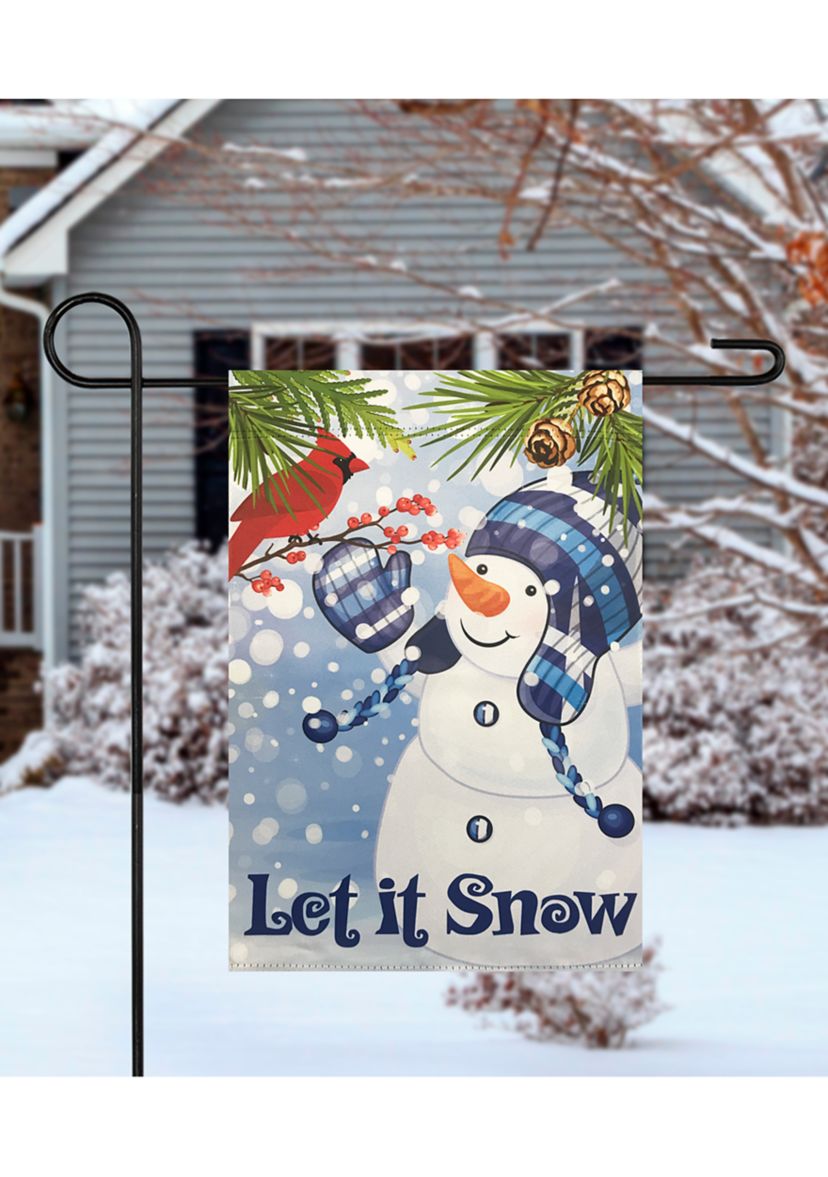 Let It Snow Snowman and Cardinal Outdoor Garden Flag 12.5Inch x 18Inch