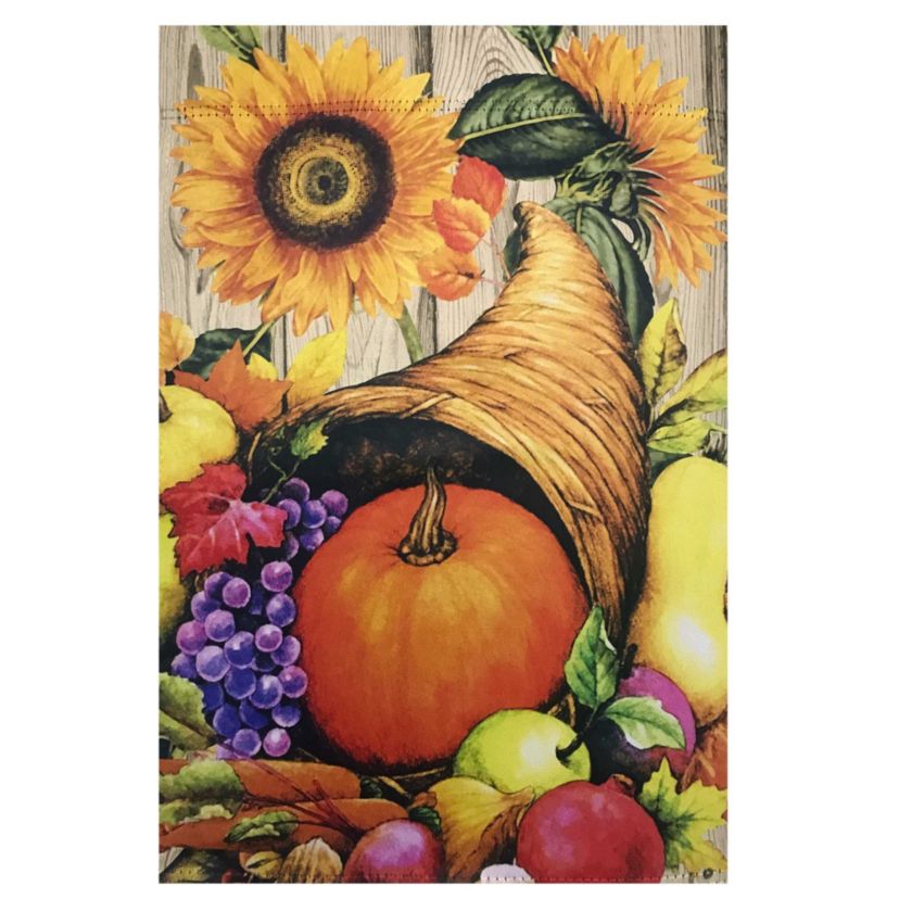 Cornucopia and Flowers Autumn Harvest Outdoor House Flag 28" x 40"
