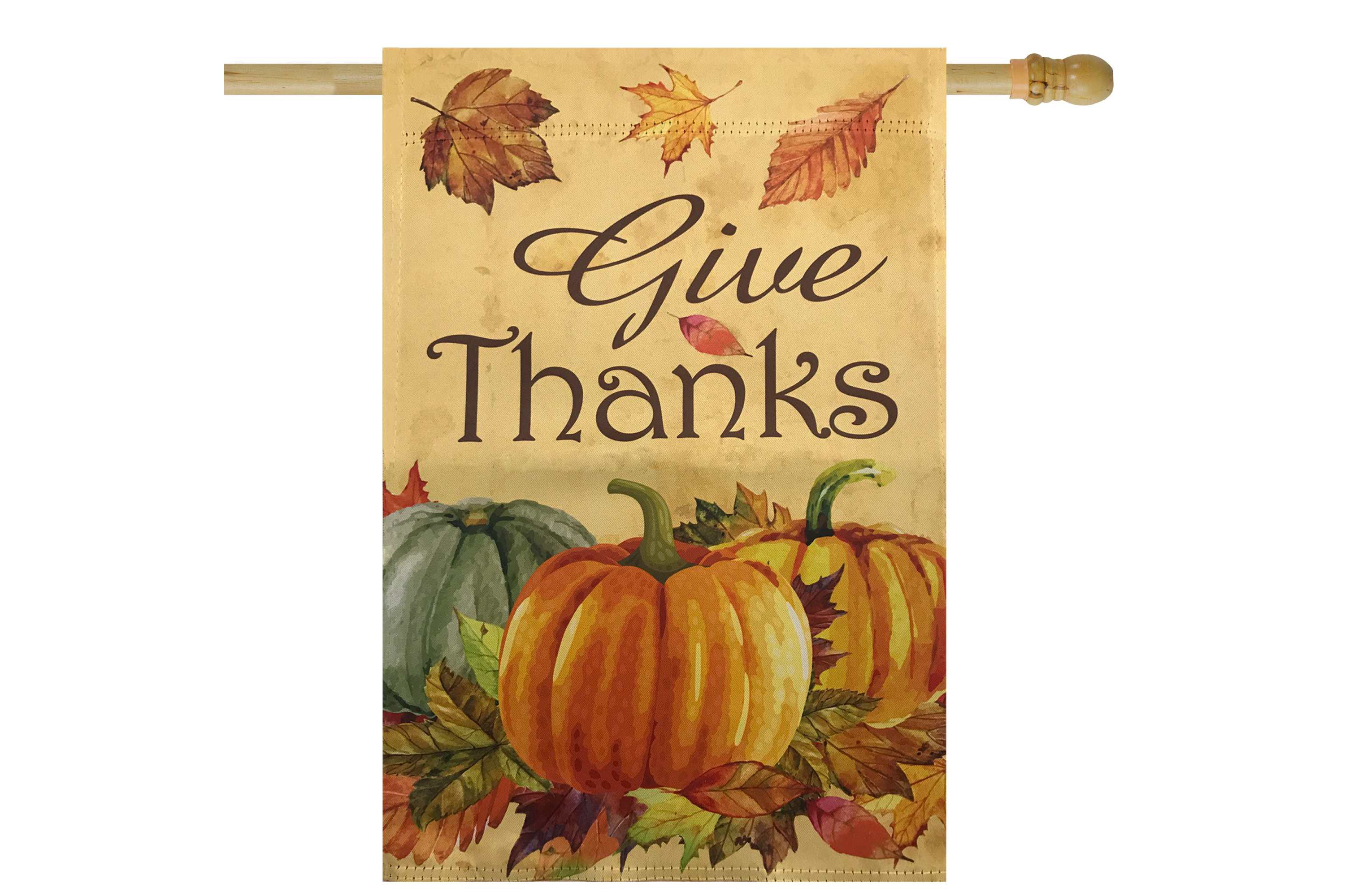 Give Thanks Autumn Harvest Outdoor House Flag 28" x 40"