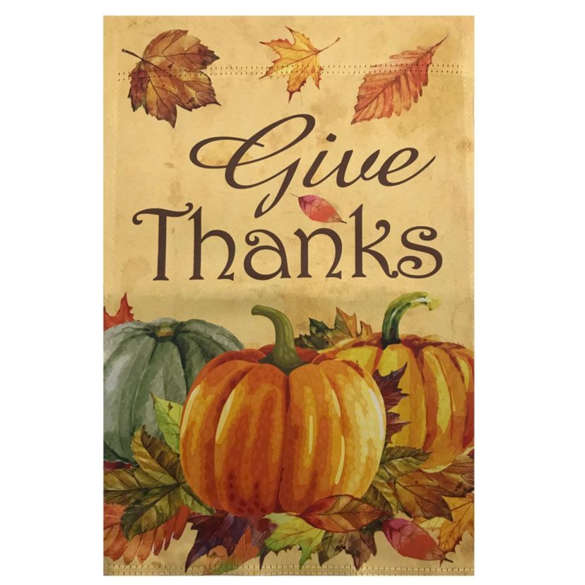 Give Thanks Autumn Harvest Outdoor House Flag 28" x 40"