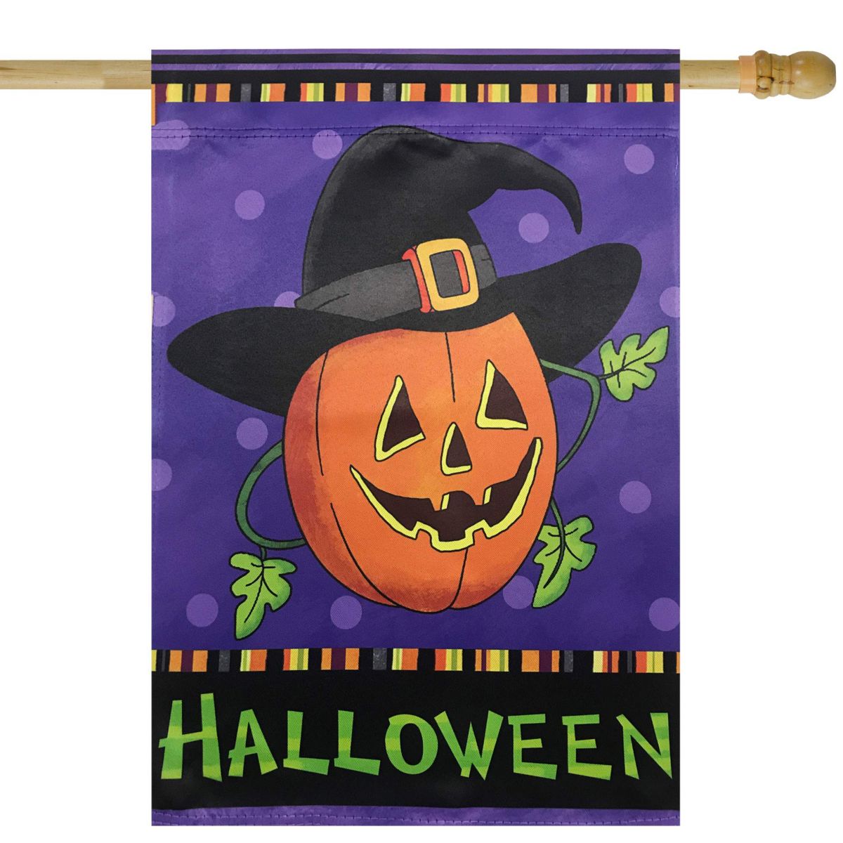 Happy Halloween Pumpkin in a Witch Hat Outdoor House Flag 28" x 40"