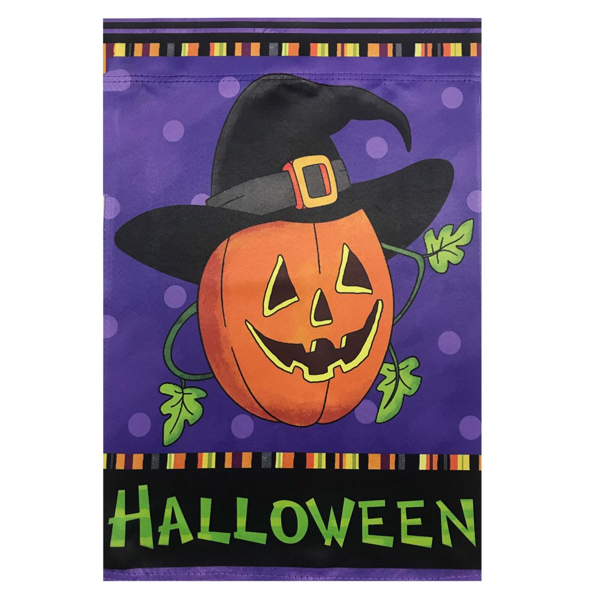 Happy Halloween Pumpkin in a Witch Hat Outdoor House Flag 28" x 40"