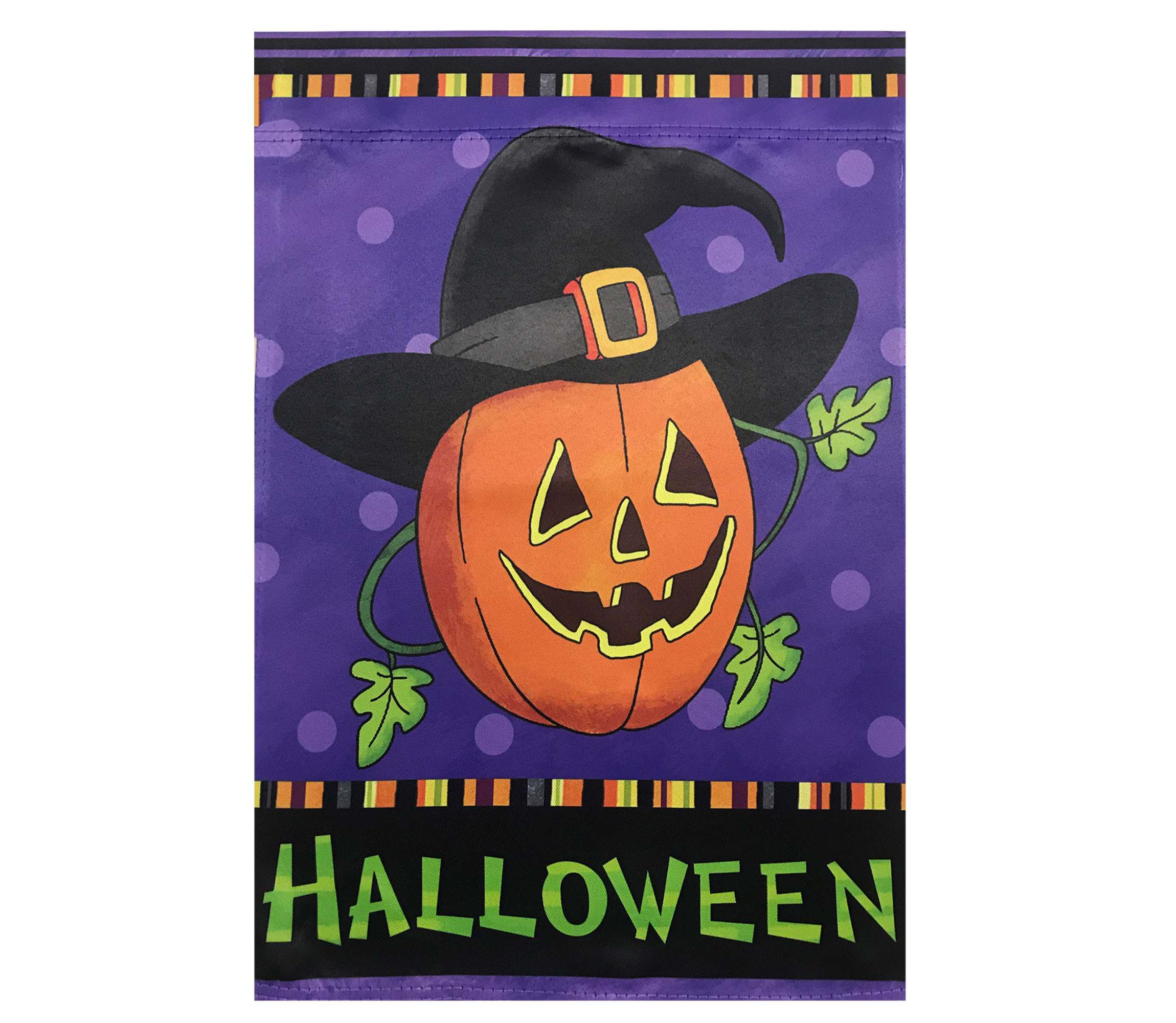 Happy Halloween Pumpkin in a Witch Hat Outdoor House Flag 28" x 40"