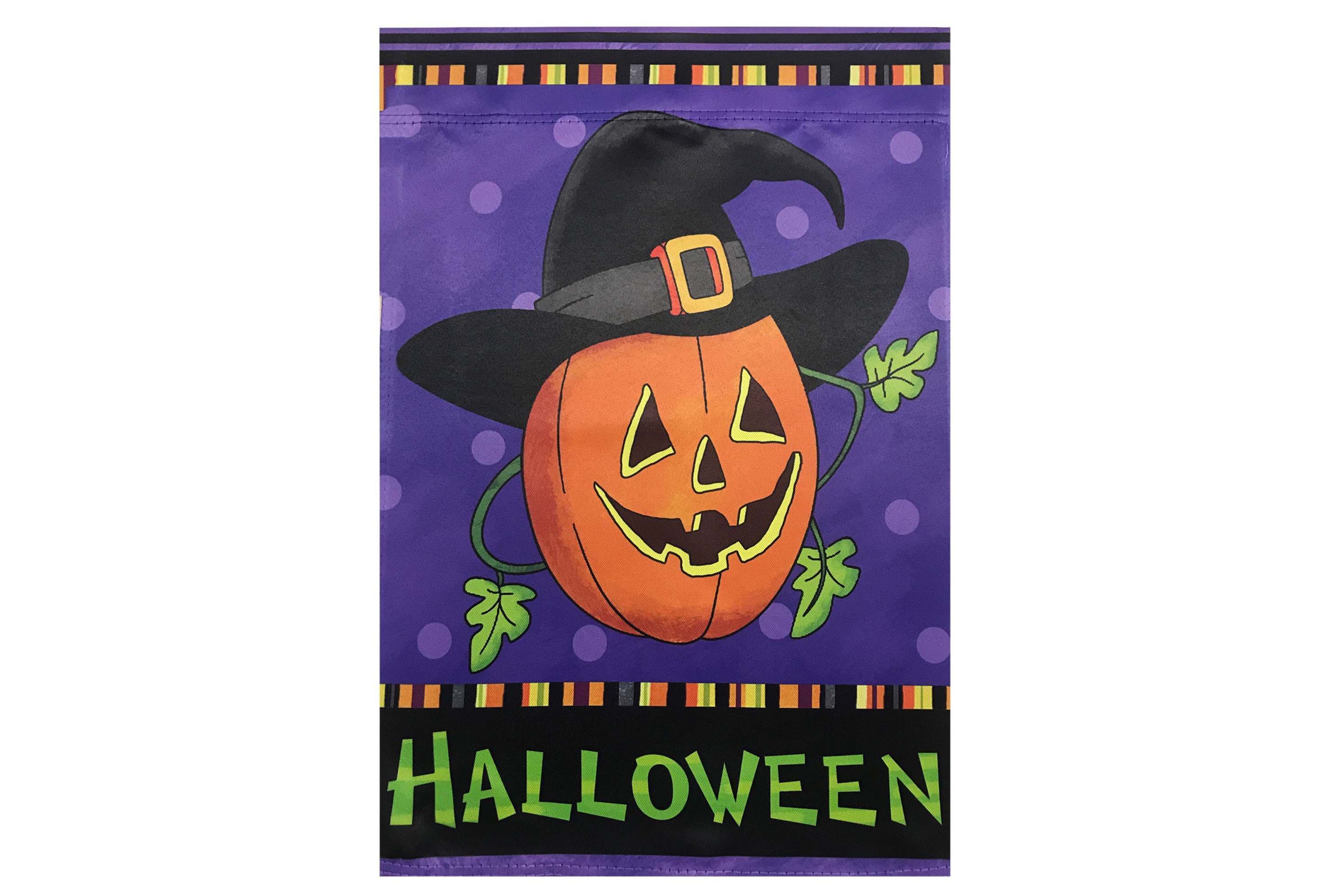 Happy Halloween Pumpkin in a Witch Hat Outdoor House Flag 28" x 40"