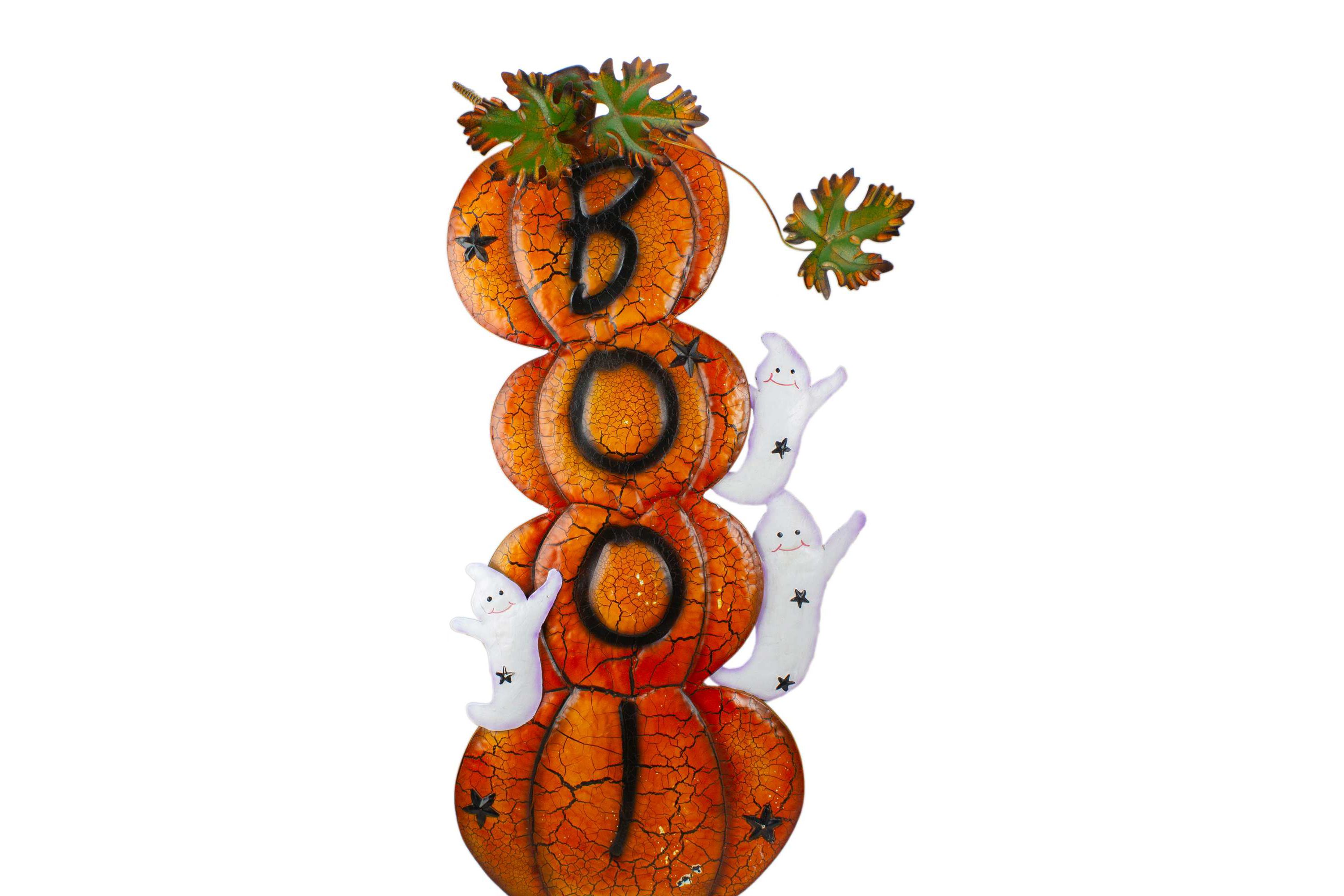 33" Orange and Black Stacked Pumpkins Outdoor Halloween Decoration