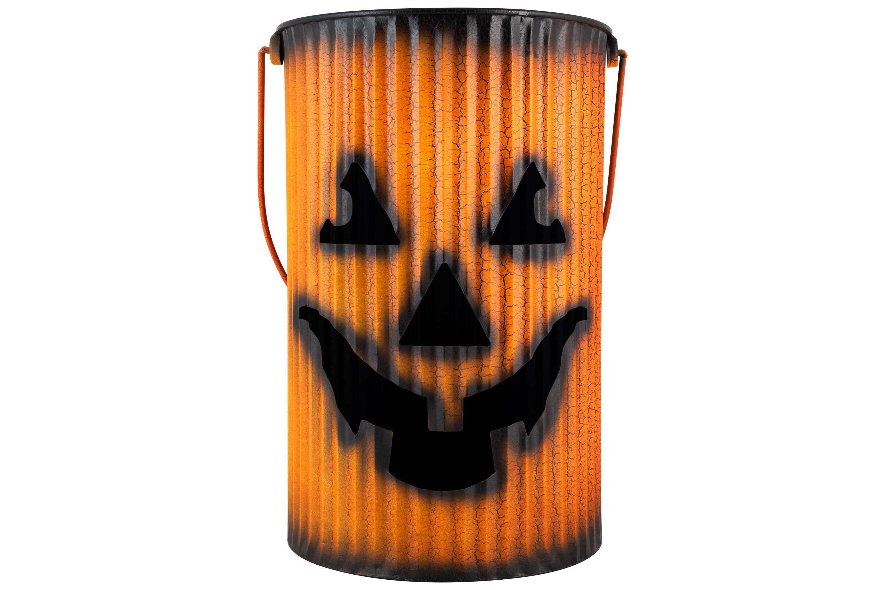 3 Piece Black and Orange Metal Pumpkin Lantern Set Halloween Decoration