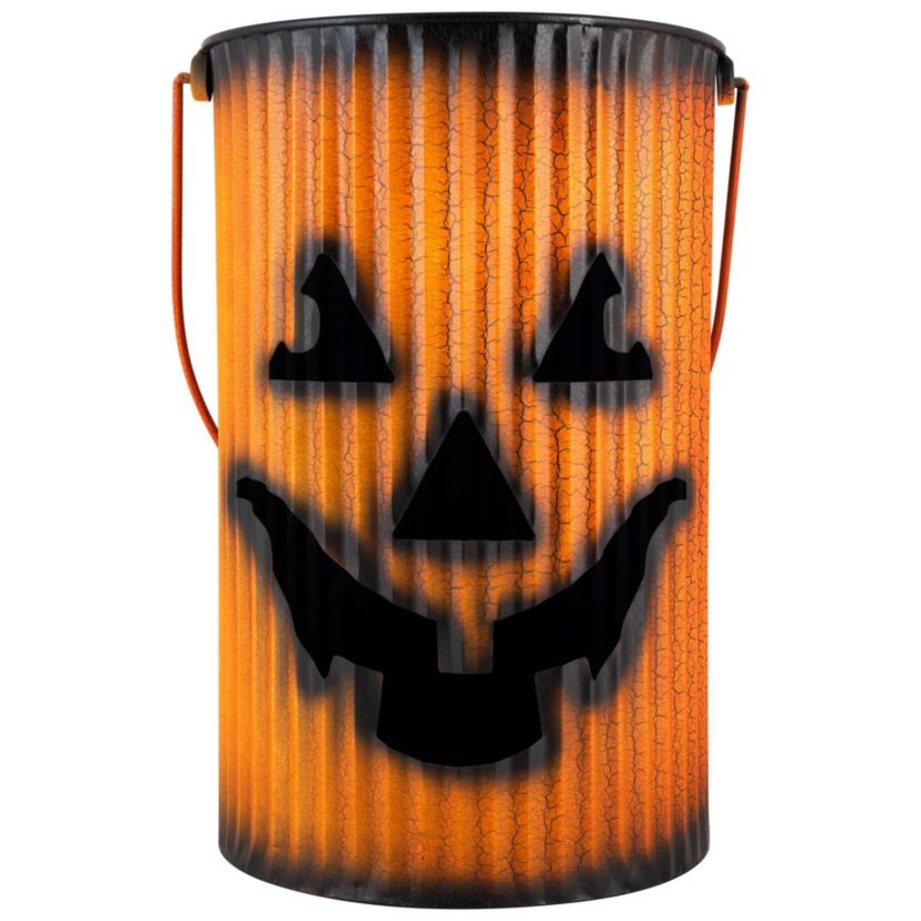 3 Piece Black and Orange Metal Pumpkin Lantern Set Halloween Decoration