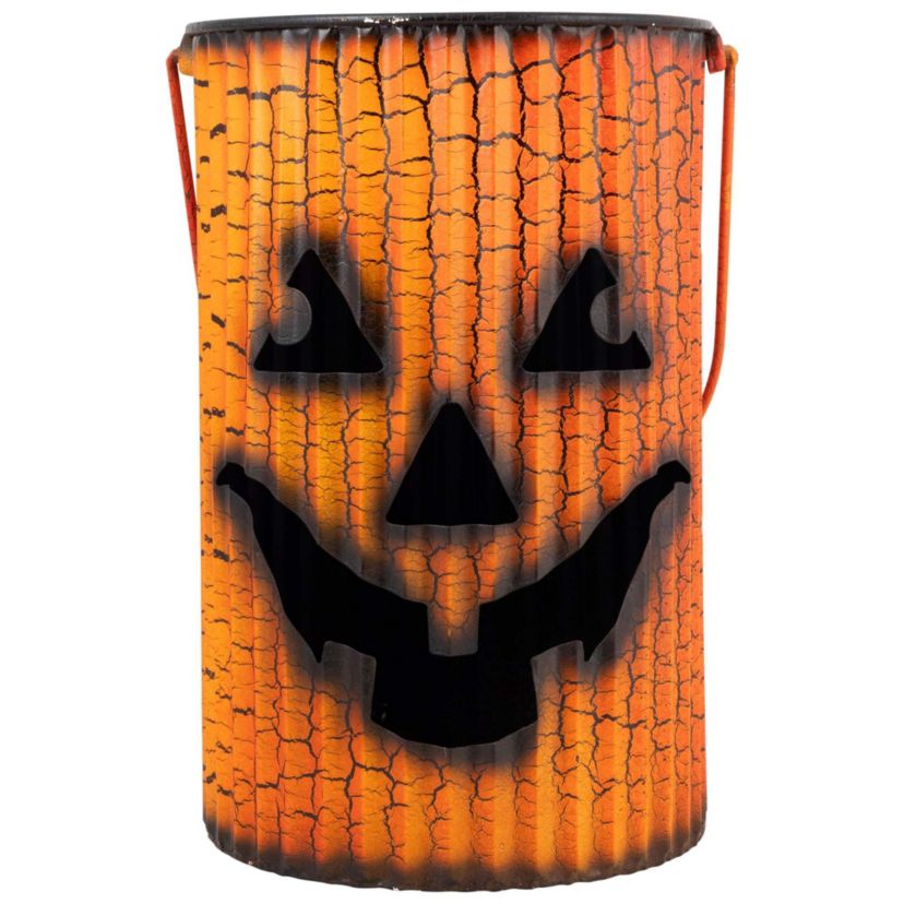 3 Piece Black and Orange Metal Pumpkin Lantern Set Halloween Decoration