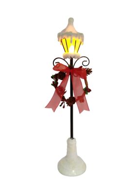 Northlight 12.75Inch White Snowfall Valley LED Lighted Lamp Post with Wreath Christmas Decoration -  0884807307582