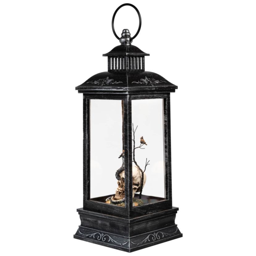 LED Lighted Skull Head  Snake and Crows Halloween Lantern - 11" - Warm White Lights