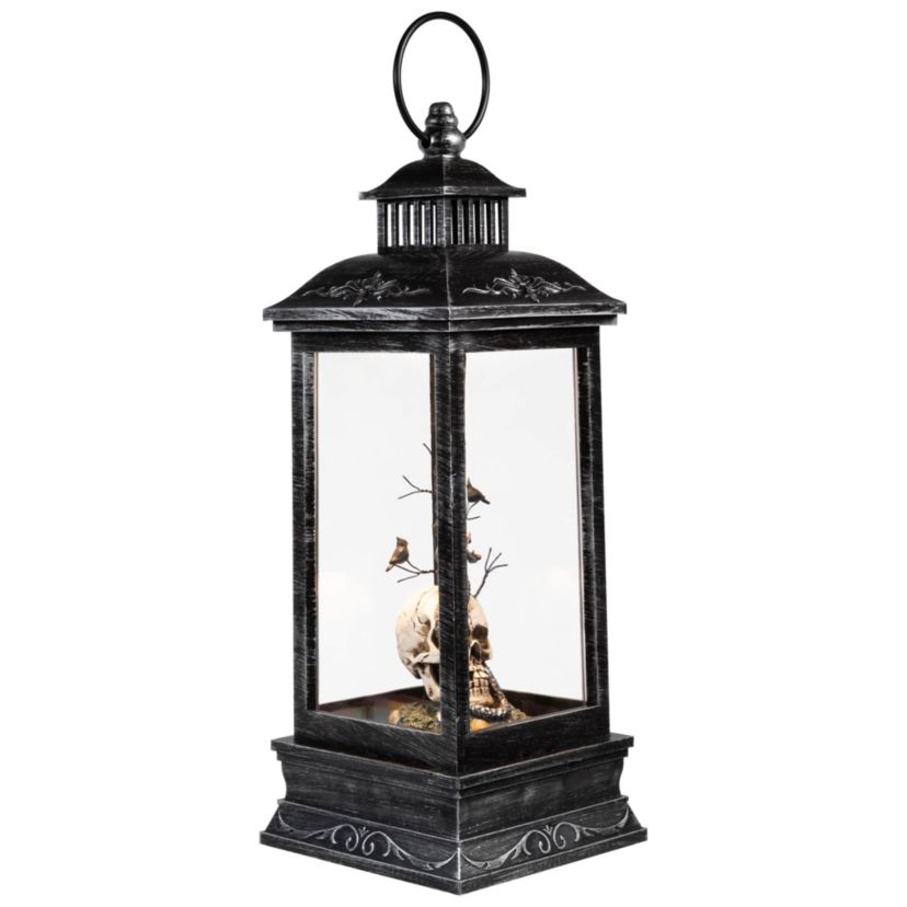 LED Lighted Skull Head  Snake and Crows Halloween Lantern - 11" - Warm White Lights
