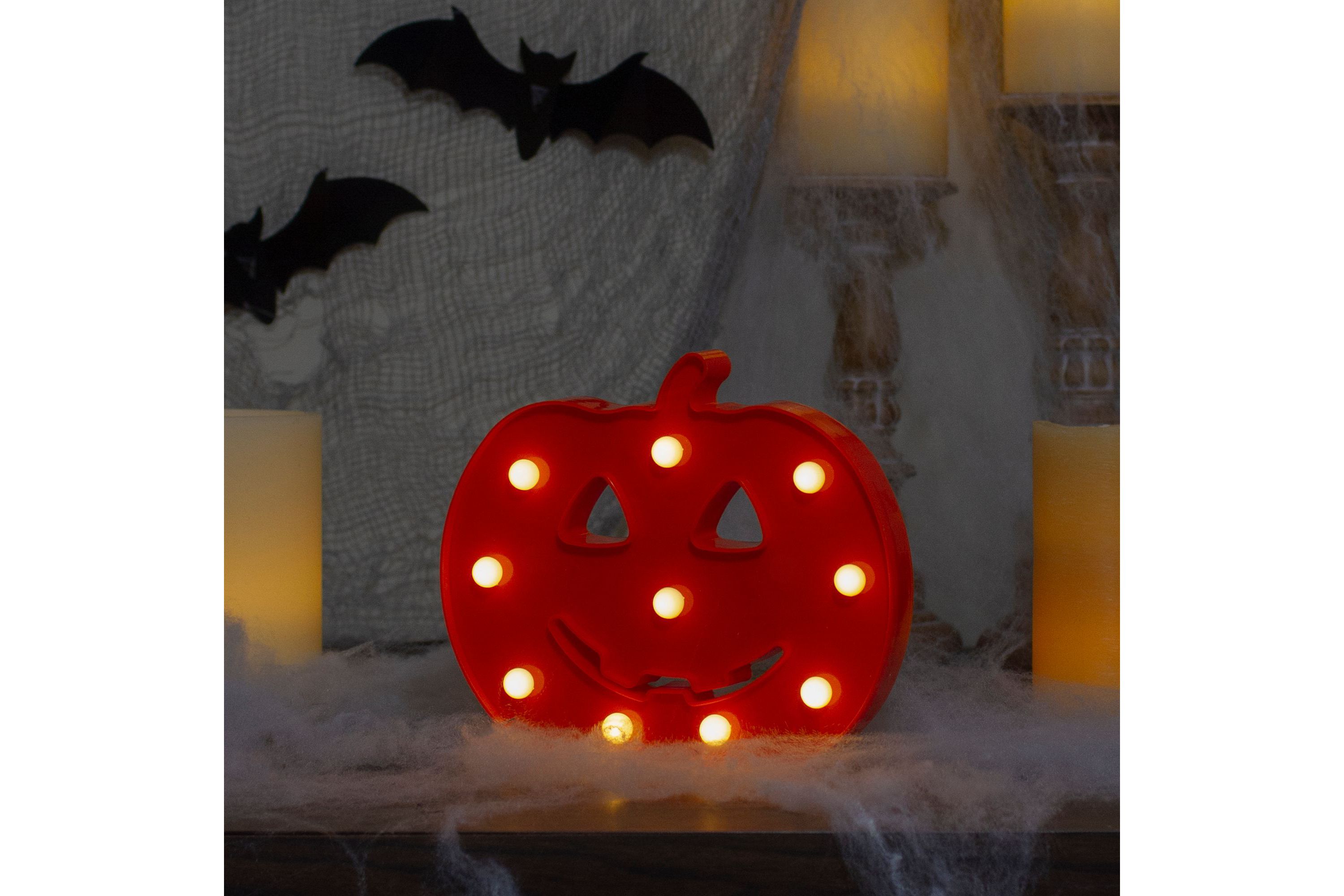 LED Lighted Jack-O-Lantern Halloween Marquee Sign - 8.5" - White Lights