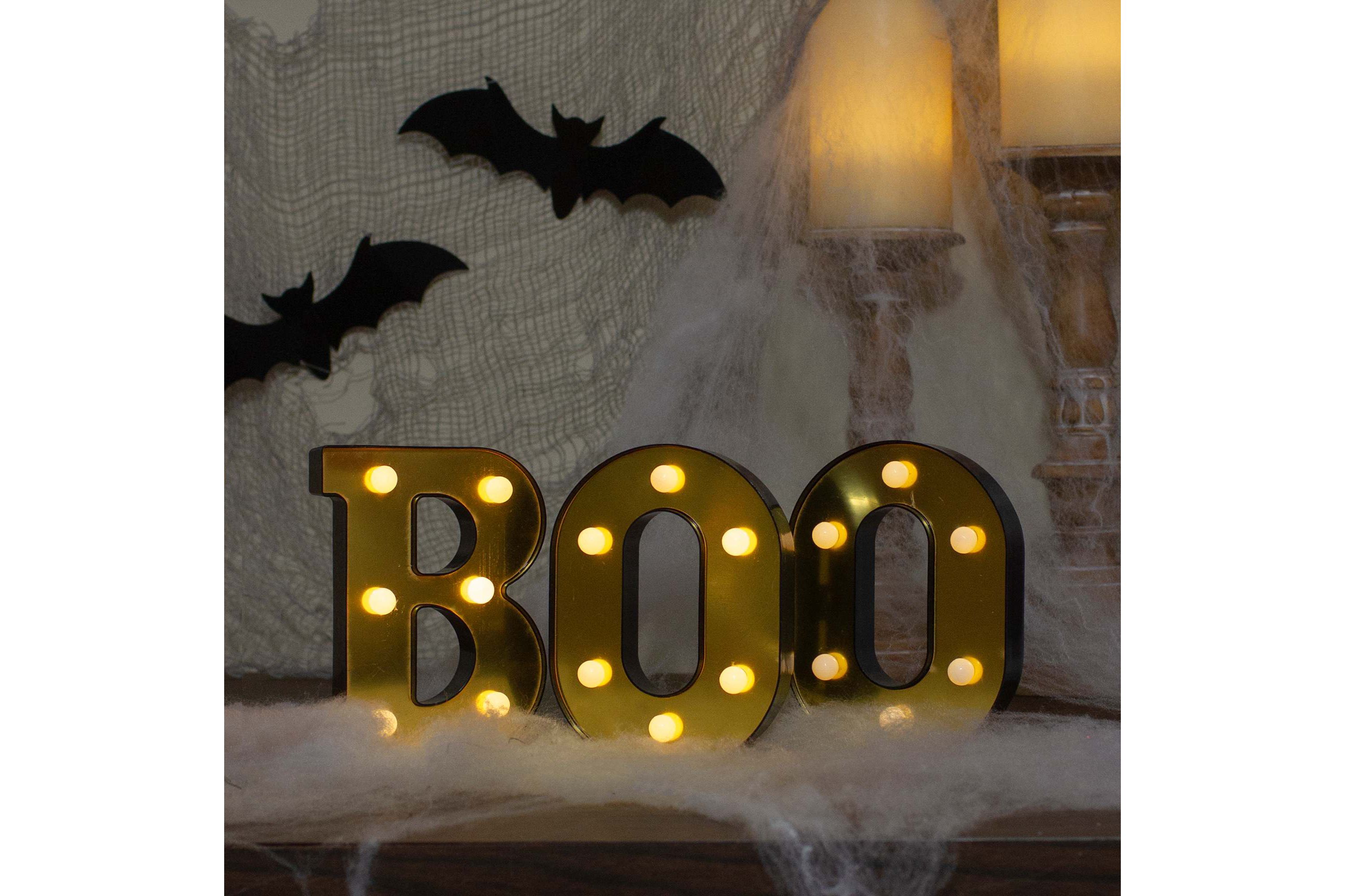 LED Lighted "BOO" Halloween Marquee Sign - 6.5" - Warm White